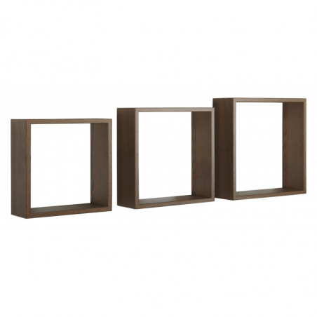 Set di 3 Mensole da Muro, Cubi Arredo, Mensole Cubo, Cubi da Parete, Rovere Tabacco, 30x30x10cm 27x27x10cm e 24x24x10cm - Incubo Slim