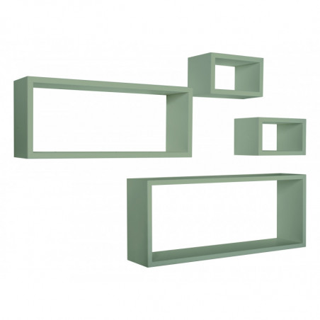 Set 4 Mensole da Muro, Pensile Bagno, Mensola Parete, Scaffale Parete, verde Acqua Marina, 75x30 p15,5 cm, 60x25 p15,5 cm e 2 da 25x15 p15,5 cm - Merlino