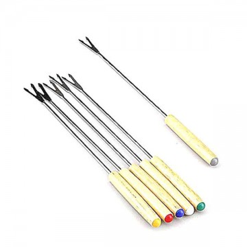 Light Wood Fondue Forks 6 pcs Eva