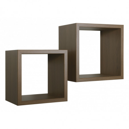 Set di 2 Mensole Maxi da Muro, Cubi Arredo, Mensole Cubo, Cubi da Parete, Rovere Tabacco, 35x35 p23,7 cm e 31x31 p23,7 cm - Q-Bis