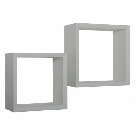 Set di 2 Mensole da Muro, Cubi Arredo, Mensole Cubo, Cubi da Parete, Cubi Portaoggetti, Grigio Sasso 35x35 p15,5 cm, e 30x30 p15,5 cm - Ginevra