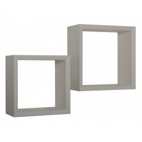 Set di 2 Mensole da Muro, Cubi Arredo, Mensole Cubo, Cubi da Parete, Cubi Portaoggetti, Marrone Talpa 35x35 p15,5 cm, e 30x30 p15,5 cm - Ginevra
