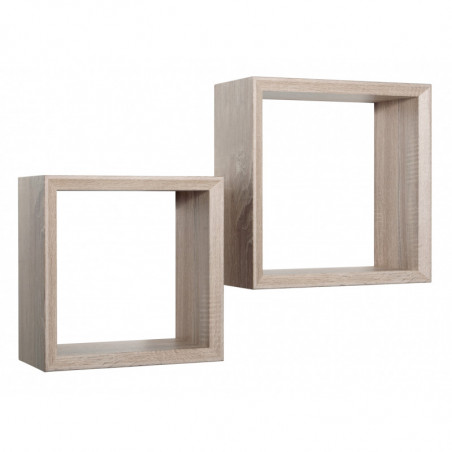 Set di 2 Mensole da Muro, Cubi Arredo, Mensole Cubo, Cubi da Parete, Cubi Portaoggetti, Rovere Sagerau 35x35 p15,5 cm, e 30x30 p15,5 cm - Ginevra