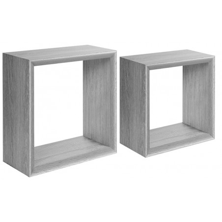 Set di 2 Mensole da Muro, Cubi Arredo, Mensole Cubo, Cubi da Parete, Cubi Portaoggetti, Rovere Imperiale 35x35 p15,5 cm, e 30x30 p15,5 cm - Ginevra