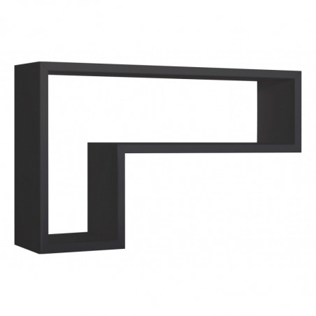 Mensola da Muro, Pensile Bagno, Mensola da Parete, Scaffale da Parete, Nero, 61x37 p15,5 cm - Lettera
