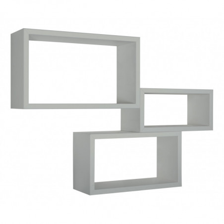 Set di 3 Mensole da Muro, Libreria Sospesa, Libreria Parete, Scaffale Parete, Grigio Sasso, 45x27 p15,5 cm, 40x22 p15,5 cm e 35x17 p15,5 cm - Trittico