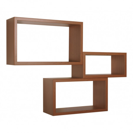 Set di 3 Mensole da Muro, Libreria Sospesa, Libreria Parete, Scaffale Parete, Ciliegio, 45x27 p15,5 cm, 40x22 p15,5 cm e 35x17 p15,5 cm - Trittico