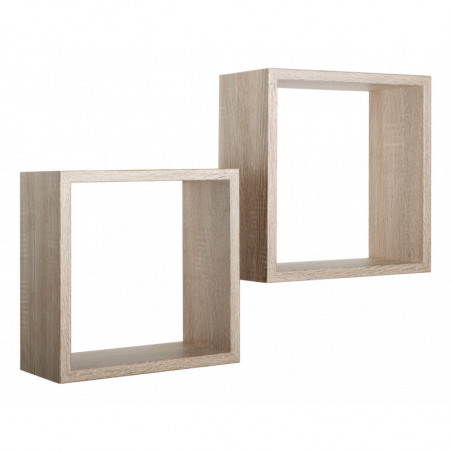 Set di 2 Mensole da Muro, Cubi Arredo, Mensole Cubo, Cubi da Parete, Rovere Sagerau, 35x35 p15,5 cm e 31x31 p15,5 cm - Q-Bis