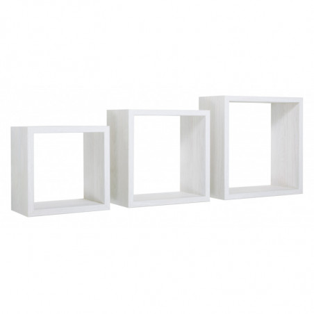 Set di 3 Mensole da Muro, Cubi Arredo, Mensole Cubo, Cubi da Parete, Rovere Sbiancato, 35x35, 30x30 e 25x25 p15,5 cm - Incubo