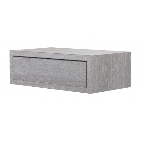 Mensola da Muro con Cassetto, Comodino Sospeso, Mensola da Parete, Rovere Grigio Nuovo, 45x14,3 p23,7 cm - Legolo Maxi