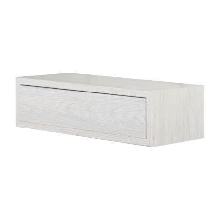Mensola da Muro con Cassetto, Comodino Sospeso, Mensola da Parete, Rovere Sbiancato, 45x13,4 p20 cm - Legolo