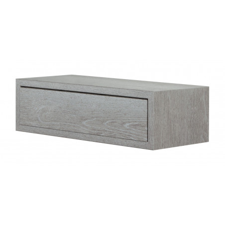 Mensola da Muro con Cassetto, Comodino Sospeso, Mensola da Parete, Rovere Grigio Nuovo, 45x13,4 p20 cm - Legolo