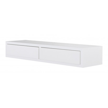 Mensola da Muro con Cassetto, Comodino Sospeso, Mensola da Parete, Bianco, 88,2x13,4 p23,7 cm - Domino Maxi