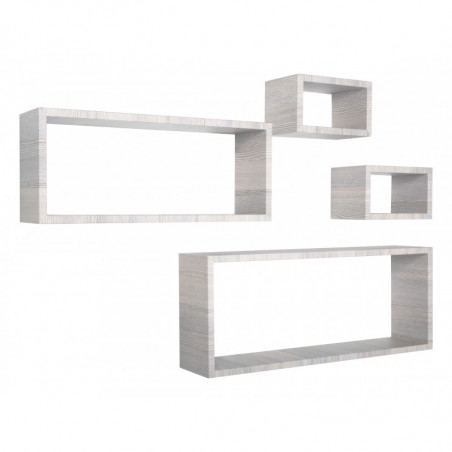 Set 4 Mensole da Muro, Pensile Bagno, Mensola Parete, Scaffale Parete, Rovere Grigio, 75x30 p15,5 cm, 60x25 p15,5 cm e 2 da 25x15 p15,5 cm - Merlino