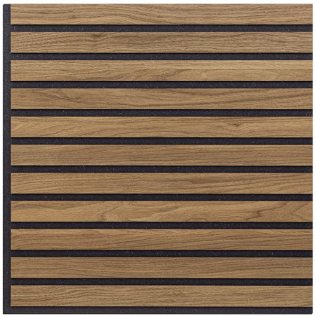 Pannello Singolo Decorativo Murale, Fonoassorbente a Listelli Lineari in Legno, Noce Asia, 55x55 p1,1 cm - Hoogapanel