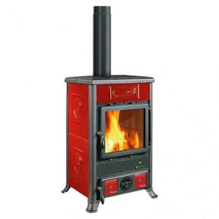 Stufa a legna – Rossella R1 5.0 Liberty rivestimento smaltato finitura Bordeaux 58×59 h91 cm 9 kW – La Nordica
