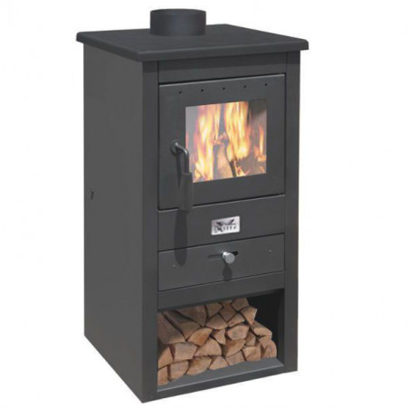 Stufa a legna – Athena Small finitura Antracite 43×41 h86 cm 10,7 kW vano portalegna – Mille