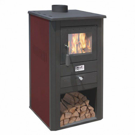 Stufa a legna – Pallade finitura Bordeaux 50×41 h86 cm 10,7 kW vano portalegna – Mille