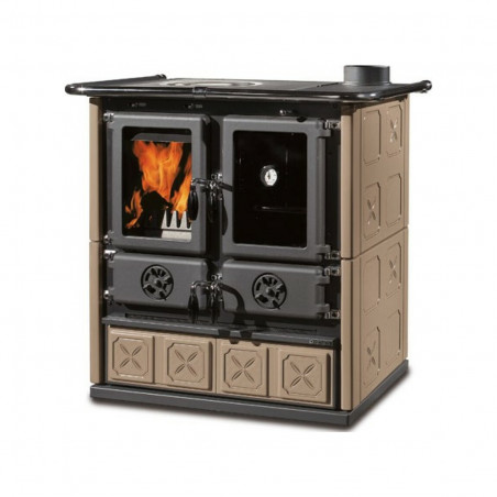Cucina a legna – Rosetta Maiolica VST 5.0 finitura Tortora 88×57 h84 cm 7,9 kW – La Nordica