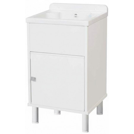 Lavatoio con mobile, salvaspazio 80 cm in PVC con vasca 40x34 cm – Kit montaggio – Interno e esterno – Negrari