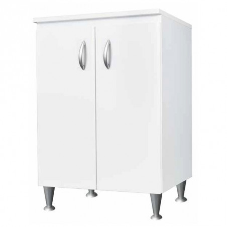 Mobile lavanderia 2 ante 59x50 cm – Legno idrofugo bianco due ante – Piedini regolabili – Negrari