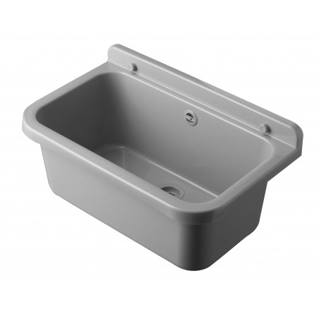 Pilozzo a muro da esterno 55x34 cm con troppopieno – Grigio – Giardino e garage – Kit di montaggio e scarico – Negrari