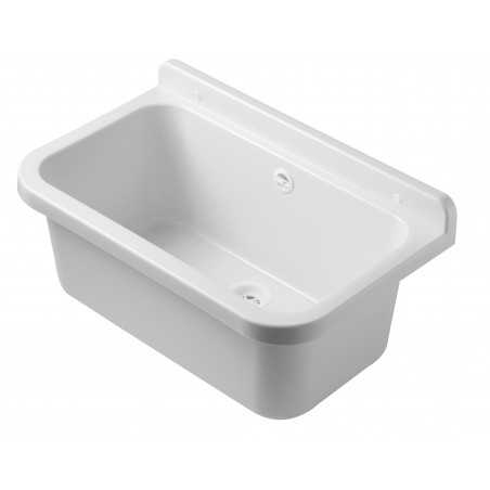 Pilozzo a muro da esterno 55x34 cm con troppopieno – Bianco – Giardino e garage – Kit di montaggio e scarico – Negrari