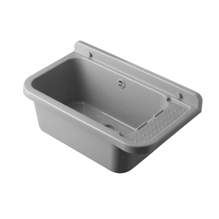 Pilozzo a muro da esterno 60x34 cm con troppopieno – Grigio – Giardino e garage – Kit di montaggio e scarico – Negrari