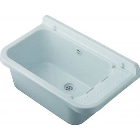 Pilozzo a muro da esterno 60x34 cm con troppopieno – Marmo – Giardino e garage – Kit di montaggio e scarico – Negrari