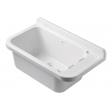 Pilozzo a muro da esterno 60x34 cm con troppopieno – Grigio – Giardino e garage – Kit di montaggio e scarico – Negrari