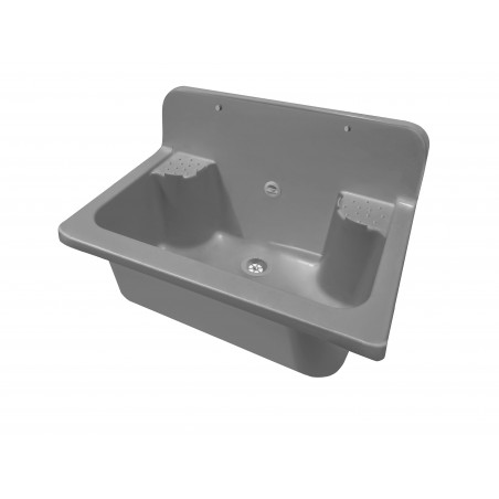 Pilozzo a muro da esterno 56x37 cm – Grigio – Doppia vasca laterale – Giardino e garage – Kit di montaggio e scarico – Negrari