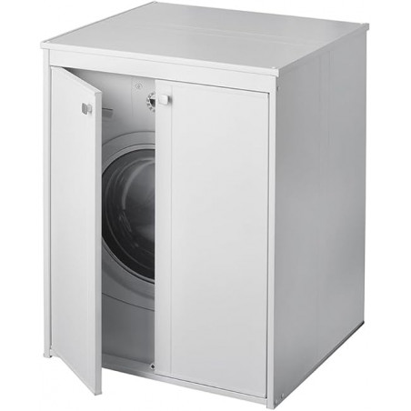 Negrari Coprilavatrice in Resina PVC, Resistente all'umidità, Lavatrice, Asciugatrice, Kit di montaggio completo, Interno/Esterno, L70 x P60 x H94 cm, Bianco