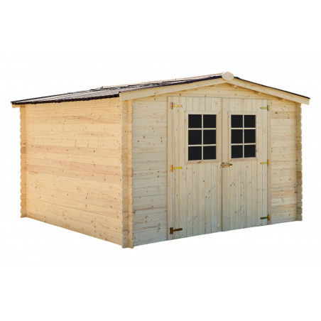 Casetta in legno da giardino con porta vetrata – 300x300 cm – tavole 20 mm, tetto bitumato – AL3030.02N Foresta