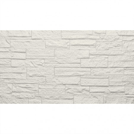 Pannello decorativo effetto pietra mattoni 3D set 12 pz 8,6 mt2 rivestimento murale in PU 120 x 60 x 2,5 Quarzite Bianco