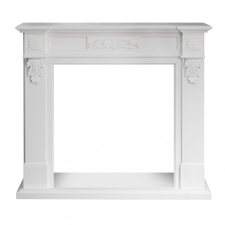 Cornice per camino rivestimento in legno L121xP38xH108 Truman Bianco