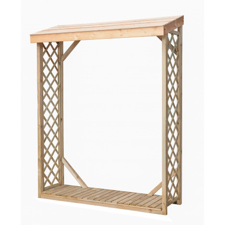 Legnaia da esterno in legno 162x60x205 cm – Abete impregnato – Con griglie decorative