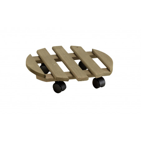 Carrello portatutto tondo Ø35 cm legno di conifera tortora – porta vaso outdoor verniciato resistente