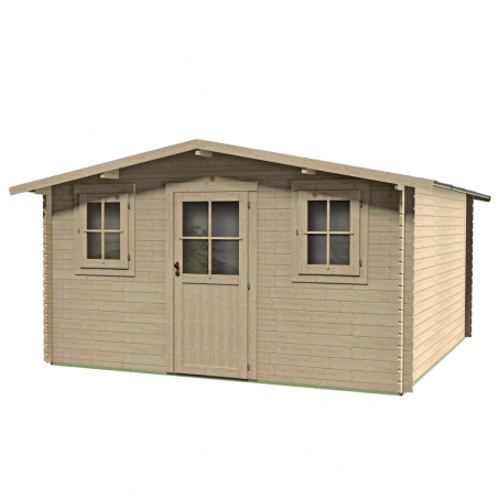 Casetta in legno da giardino 398x398 cm – Pareti 25 mm – Porta e finestra – Ampia superficie – Abete naturale