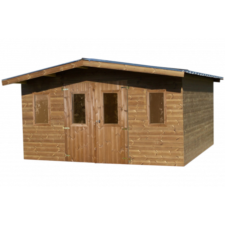 Casetta da giardino in legno 400x300 cm – Legno termotrattato 28 mm – Tetto acciaio zincato – THA4030.02T Foresta