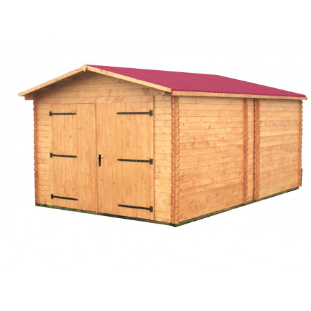 Garage in legno 350x540 cm – Pareti 28 mm – Tetto ondulato – Porta doppia – Dorna – DO3554N Foresta