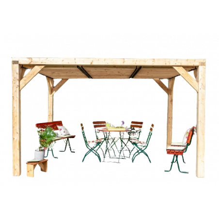 Pergola da giardino in legno Douglas 340x312 cm – gazebo con tetto a ventelle mobili – pali 120x120 mm – VTDO3431T Foresta