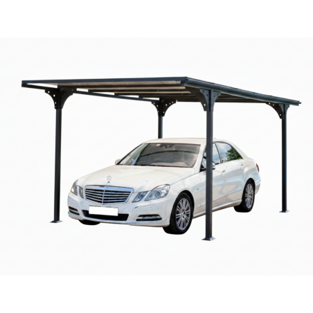 Tettoia auto da giardino in alluminio 294x500 cm – pergola, copertura auto carport con tetto piano policarbonato 6 mm – grigio antracite – CAR3050ALTPT Foresta