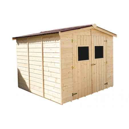 Casetta in legno da giardino con doppia porta – 240x240 cm – pannelli 16 mm, tetto bitumato e pavimento – ED2424.01 Foresta