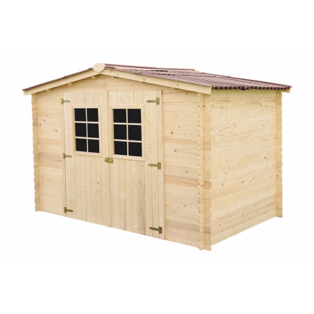 Casetta in legno da giardino con porta vetrata – 300x184 cm – tavole 20 mm, tetto bitumato e struttura compatta – AL3019.02N Foresta