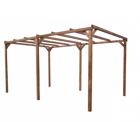 Pergola da giardino in legno termo-trattato 500x296 cm – carport tettoia auto con tetto piano senza copertura – pali 70x80 mm – TH3050 Foresta