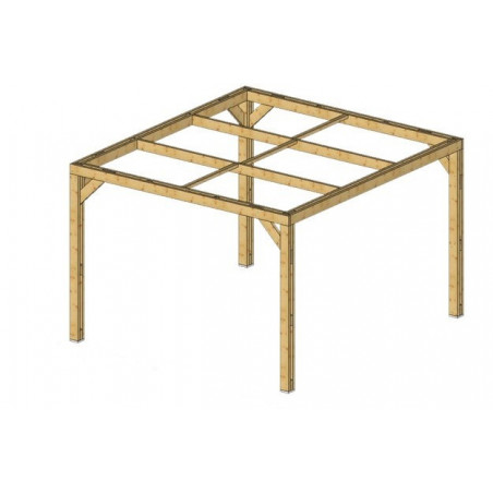 Pergola da giardino in legno 341x313 cm – Tettoia con struttura picea termo-trattata – Copertura 10,68 m² – THO3531 Foresta