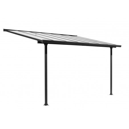 Tettoia addossata in alluminio con tenda 300x307 cm – Pergola con copertura in policarbonato 6 mm + tenda anti-UV ecrù – TT3030AL+RT Foresta