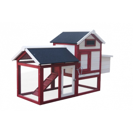 Pollaio in legno da giardino 152x62 cm – spessore pareti 10 mm tetto bitumato – 2 aree interne per 2-3 galline – PO1562 Foresta