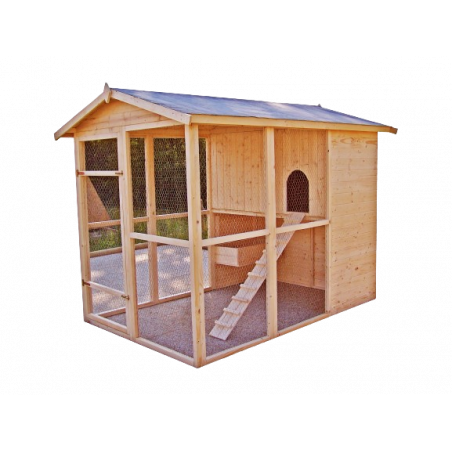 Pollaio da giardino XXL in legno 175x268 cm – per 6-10 galline – pareti 16 mm voliera integrata – PO1624 Foresta