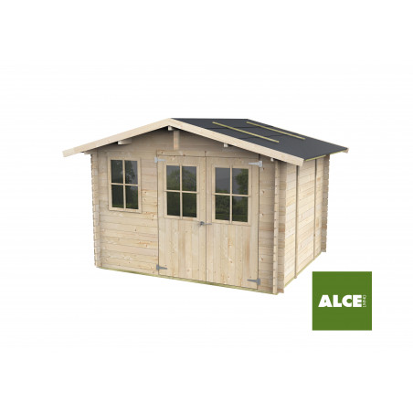 Casetta in legno da giardino 296x249 cm – Pareti 25 mm – Doppia porta e finestra plexiglas – Abete naturale